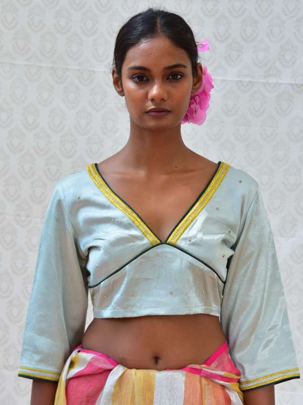 Aqua blue silk blouse clearance