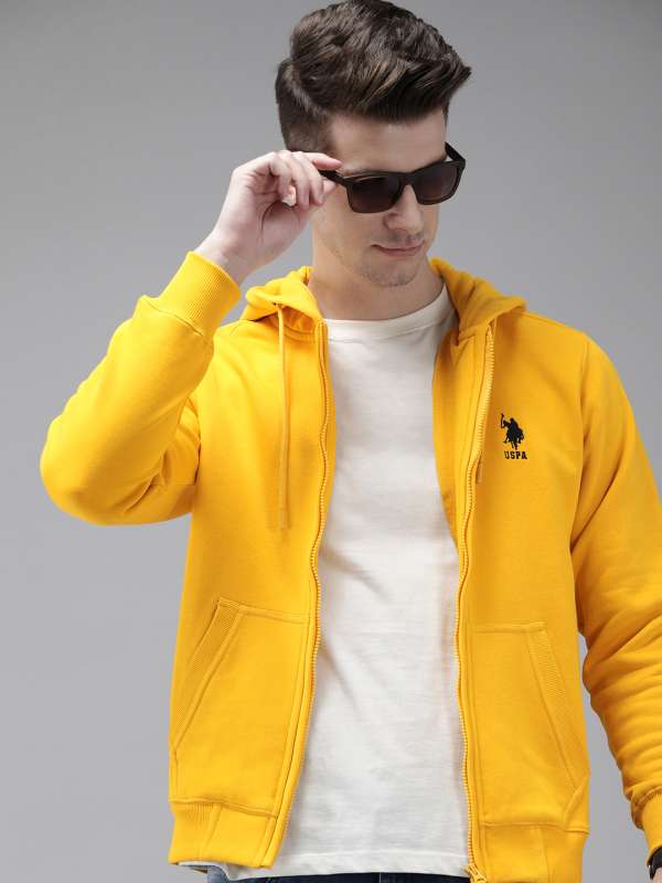 Mens yellow polo hoodie online