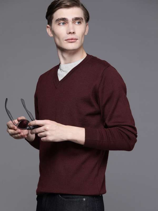 Maroon v online neck sweater