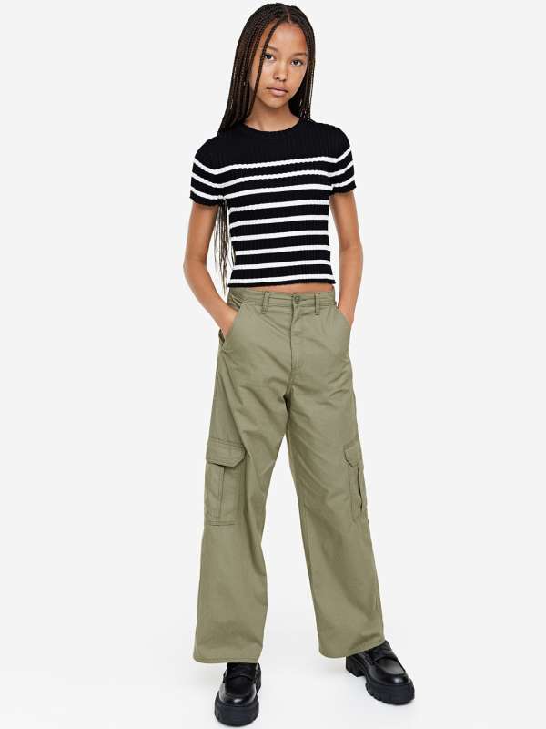 Buy AND girl Blue Solid Trousers for Girls Clothing Online  Tata CLiQ