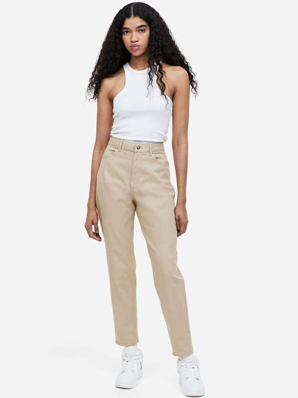 Buy Beige Textured Pants for Women, ONLY