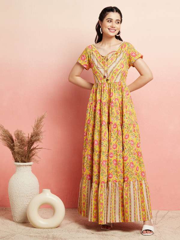 Yellow Women Maxi Dresses Aks Juniper Buy Yellow Women Maxi
