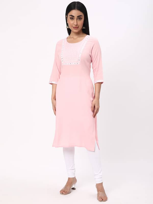 Blue for women cotton Fabric kurti short kurtis Three Quarter Sleeves  Trendy Fashionable Kurta Sets Daily