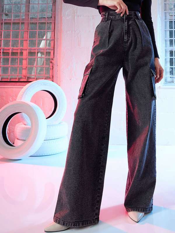 Buy Women Black Line-Art Print Straight Jeans Online at Sassafras