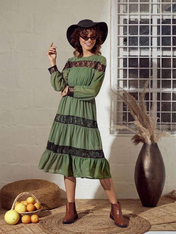 Olive green dresses online cheap