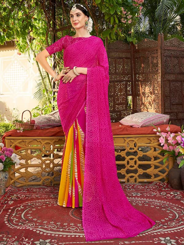 Buy PANZORA Women Orange Woven Design Georgette Bandhani Saree with  Unstitched Blouse Piece Online at Best Prices in India - JioMart.