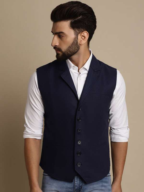 Navy Blue Self Design Waistcoat 6920951.htm Buy Navy Blue Self Design Waistcoat 6920951.htm online in India