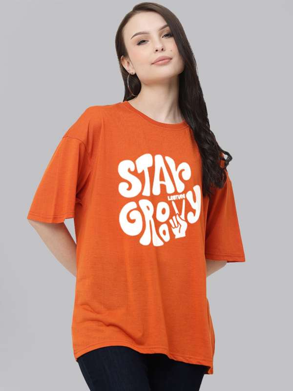 Orange t shirt ladies top