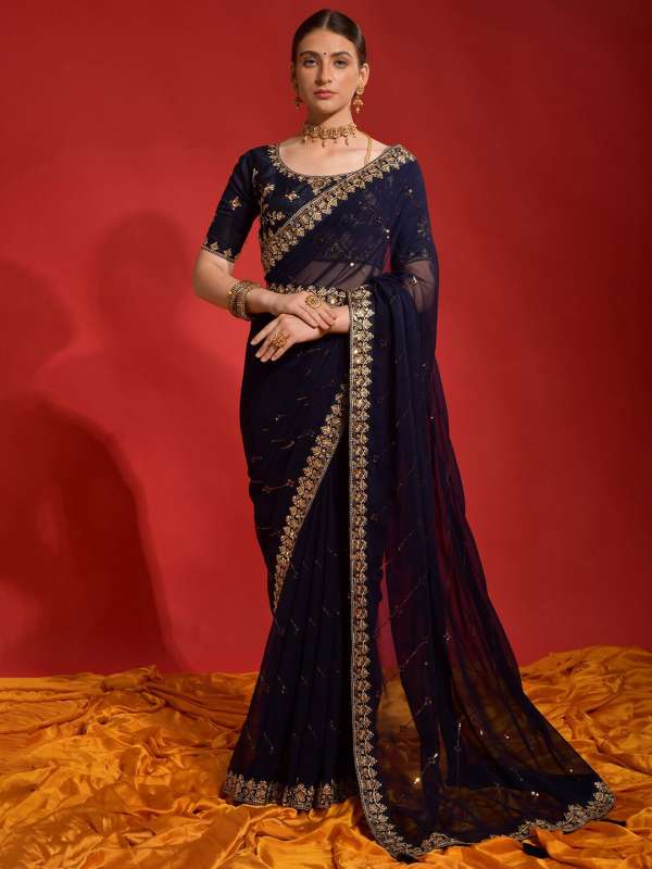 Myntra new arrivals blue saree