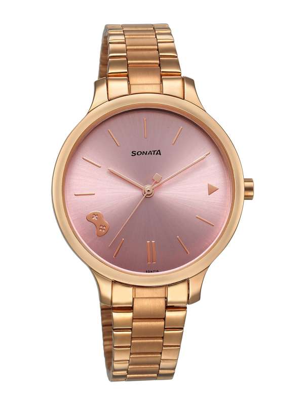 Sonata rose gold discount watches for ladies