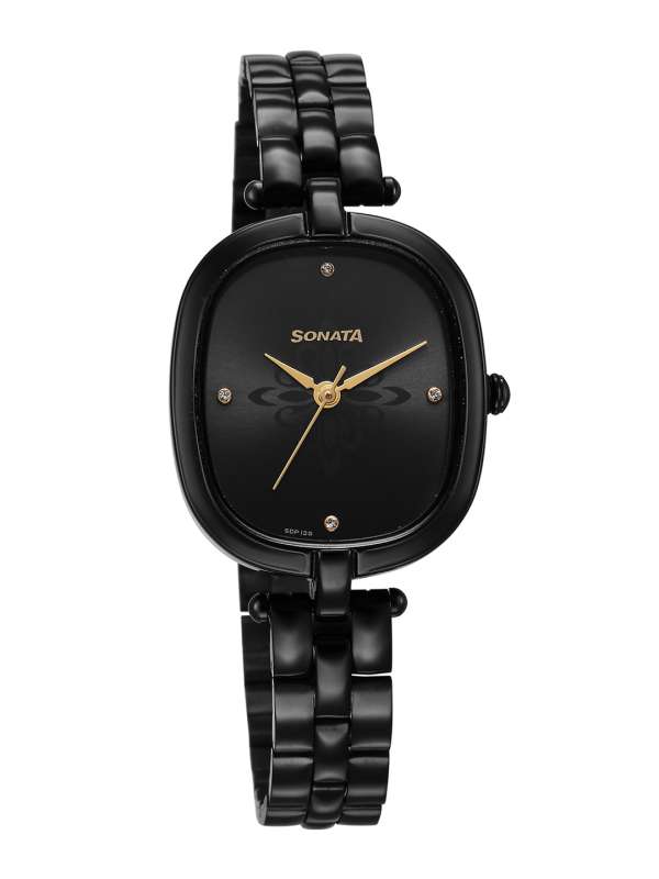 Sonata ladies watch black top