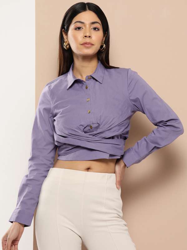 Buy SEAMLESS HOLLOW-OUT V-SHAPED HEM TOP for Women Online in India