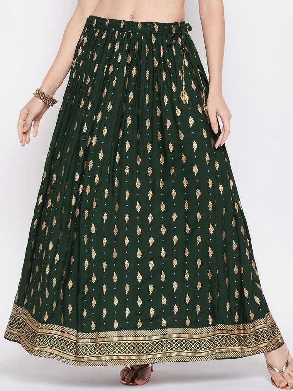 Green skirt ethnic hot sale