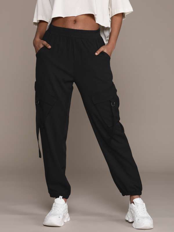 Womens High Waist Cargo Pants Slim Fit Casual Jogger Trousers with Pockets