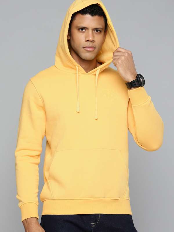 Yellow hoodie men on sale