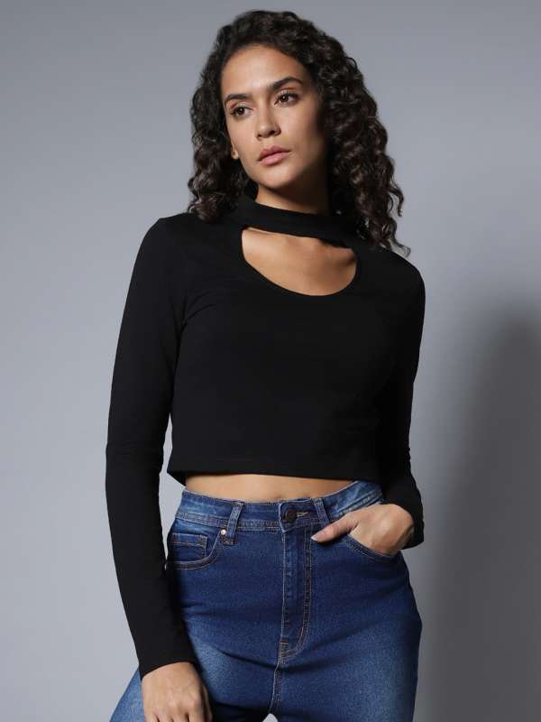 Nike black choker crop top new arrivals