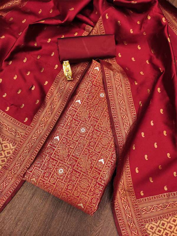 Red dress material online new arrivals