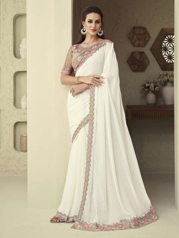 Designer party sales wear white sarees