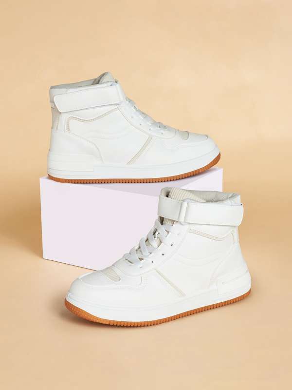 High neck shoes white colour on sale