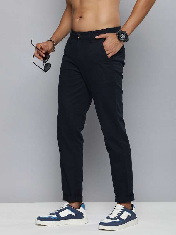 Buy Roadster Men Black Sustainable Trousers - Trousers for Men 7473353
