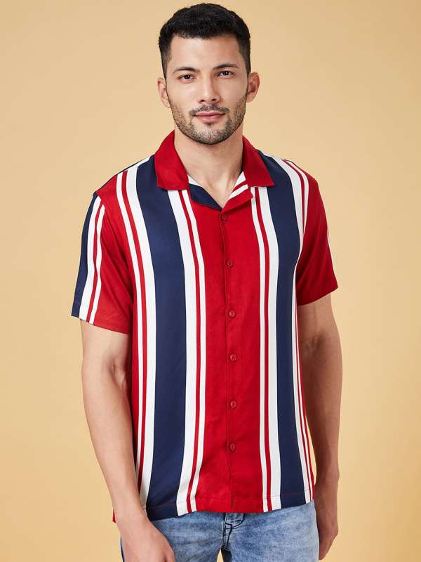 People Red Striped Shirt - Buy People Red Striped Shirt online in India