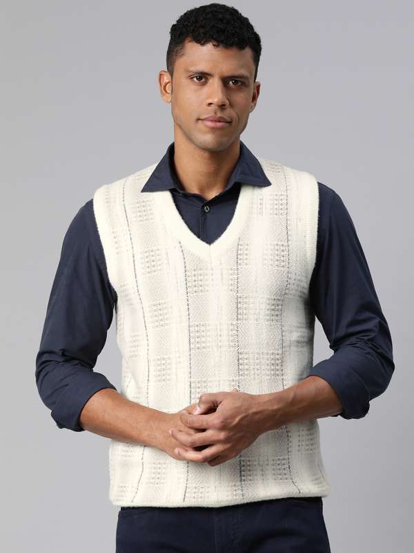 Mens white sweater vest best sale