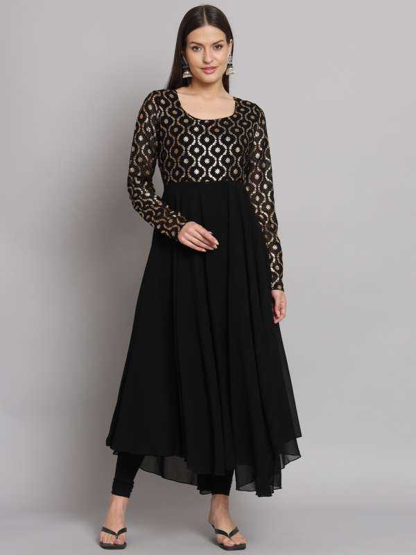 Simple store black anarkali