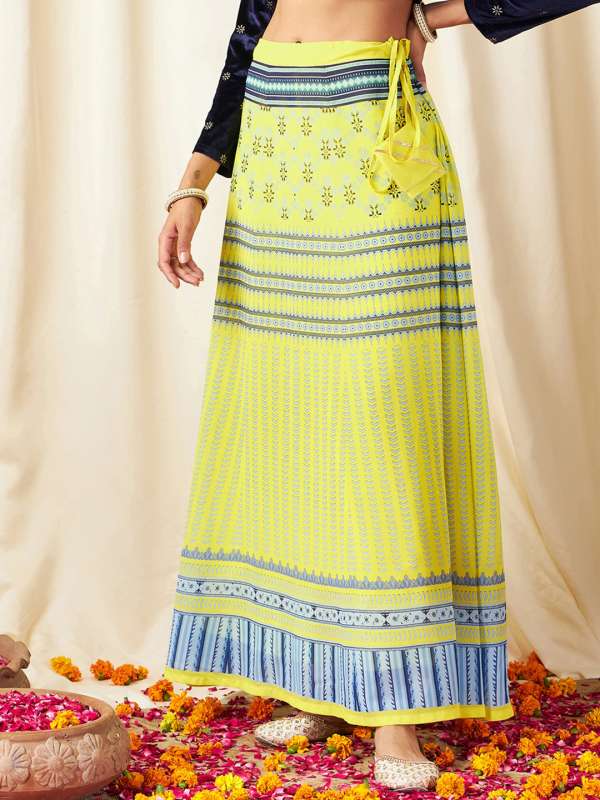 Sassafras Yellow Printed Flared Skirt 4672724.htm Buy Sassafras