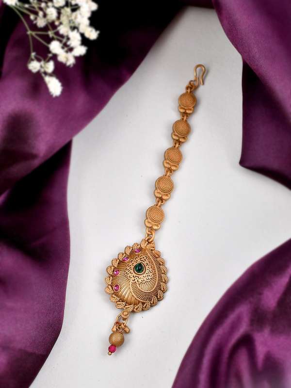 Gold plated maang sales tikka online