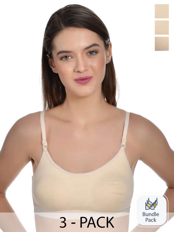 Buy Aimly White Pack of 3 Seamless Non-Padded Non-Wired Sports Bra