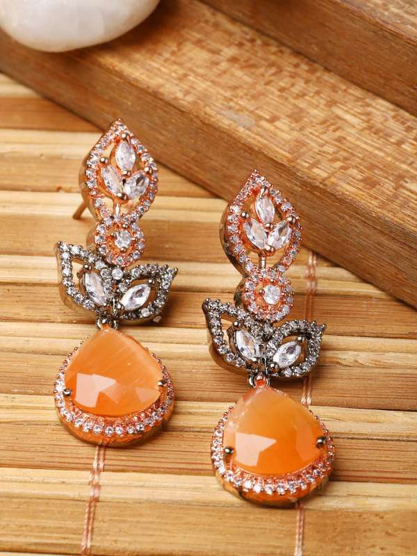 Earrings orange colour cheap