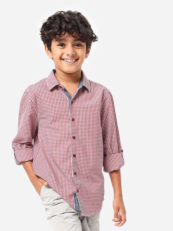 JusCubs Boys Checkered Casual Green Shirt - Buy JusCubs Boys