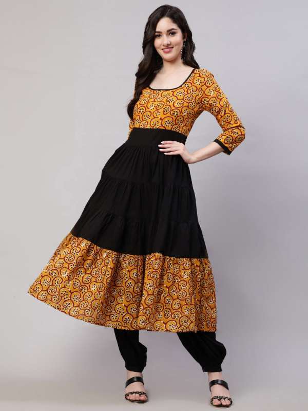 Aks women mustard hotsell solid straight kurta