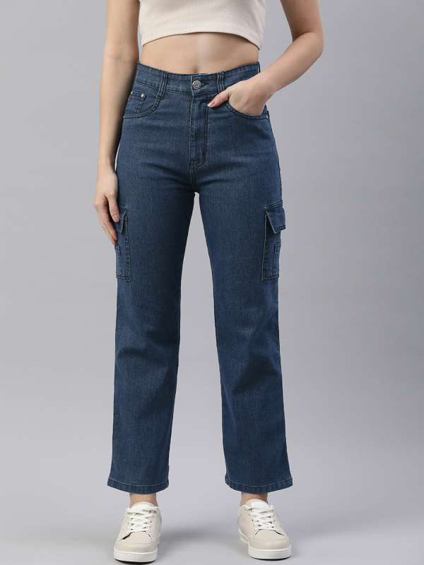 Plain Comfort Fit Women Cargo Jeans, Blue at Rs 650/piece in Kanpur