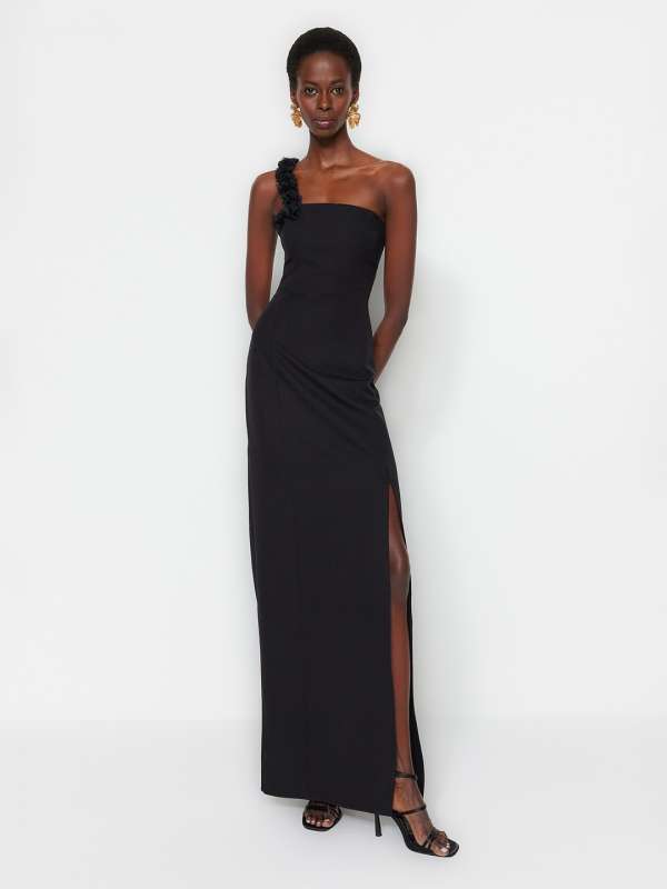 Buy Long Open Black Dress, Backless Dress, One Shoulder Dress, Extra Long  Maxi Dress, Open Back Dress, Manhattan One Shoulder Gown, MD0141 Online in  India 