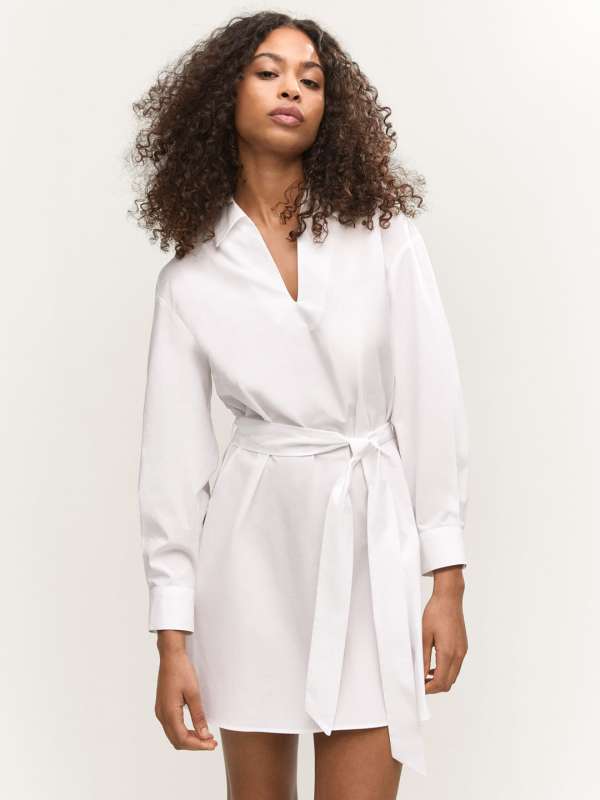 All white shirt dress top