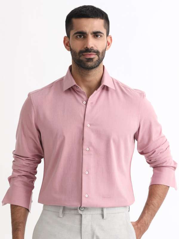 Rare Rabbit Men's Lido Pink Cotton Fabric Full Sleeves Striped Shirt