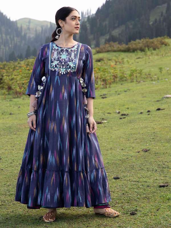 Aks Couture Blue Printed Dress Buy Aks Couture Blue Printed