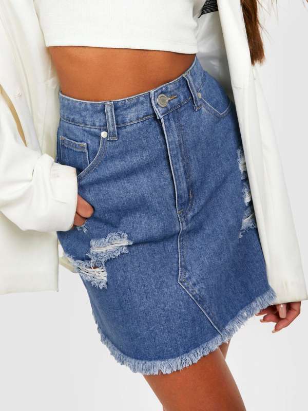 Ripped jeans skirt 2025