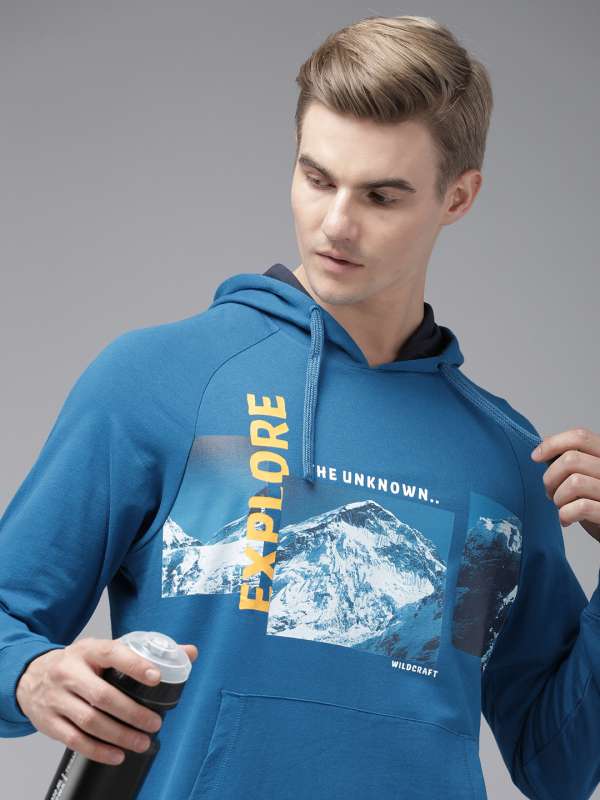 Wildcraft Blue Printed Hooded Sweatshirt Buy Wildcraft Blue Printed Hooded Sweatshirt online in India