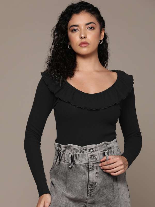 Buy Women's Black Scoop Neck Tops Online