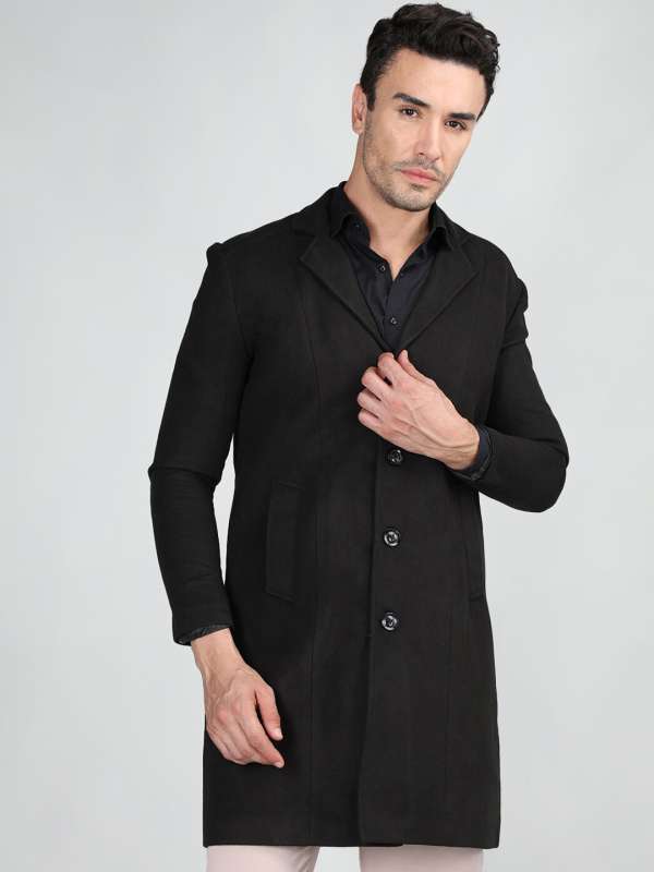 Mens black overcoat wool outlet