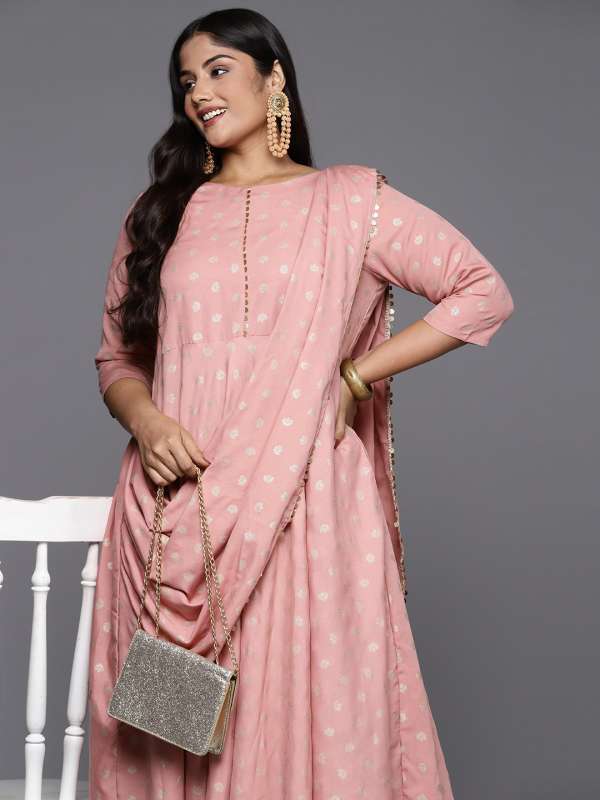Ahalyaa pink store printed anarkali