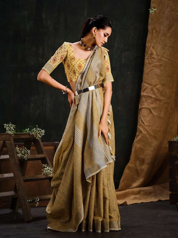 Cotton Linen Saree Buy Cotton Linen Saree at Best Price Myntra