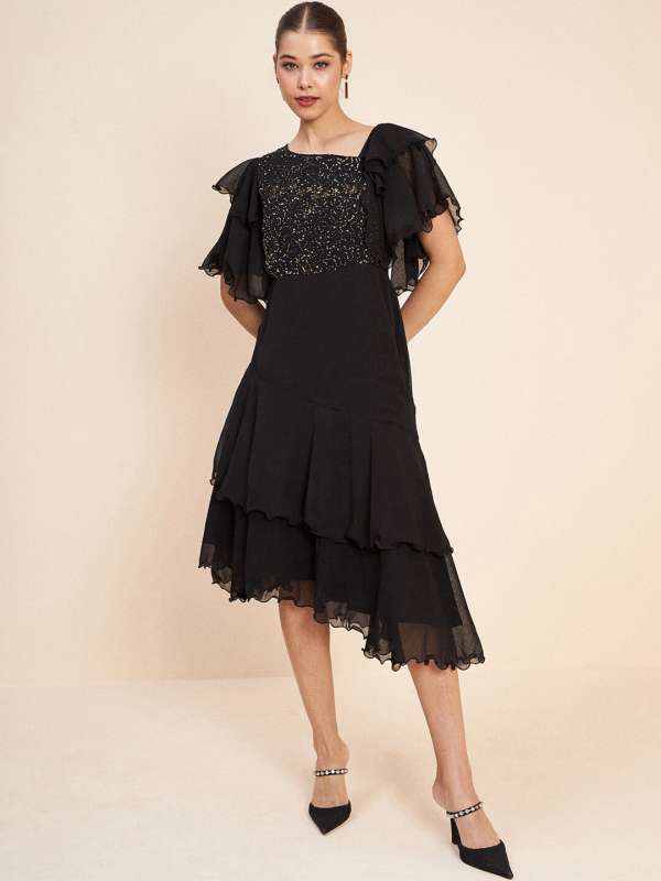 Black dress online myntra sales
