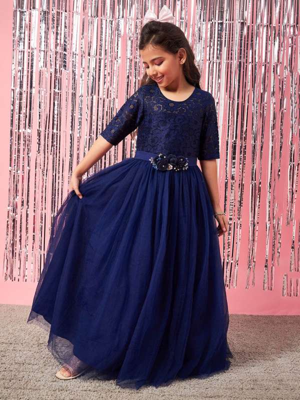 Navy Blue Lace Fit And Flare Dress Buy Navy Blue Lace Fit And