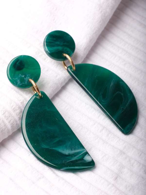 Lucent hoop earrings Statement Octagon shape Green  Swarovski