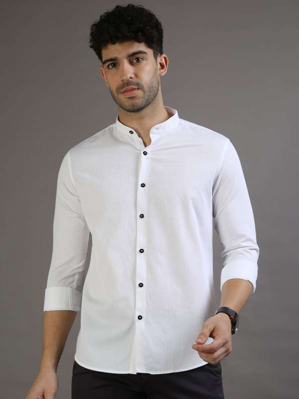 Chinese collar best sale white shirt