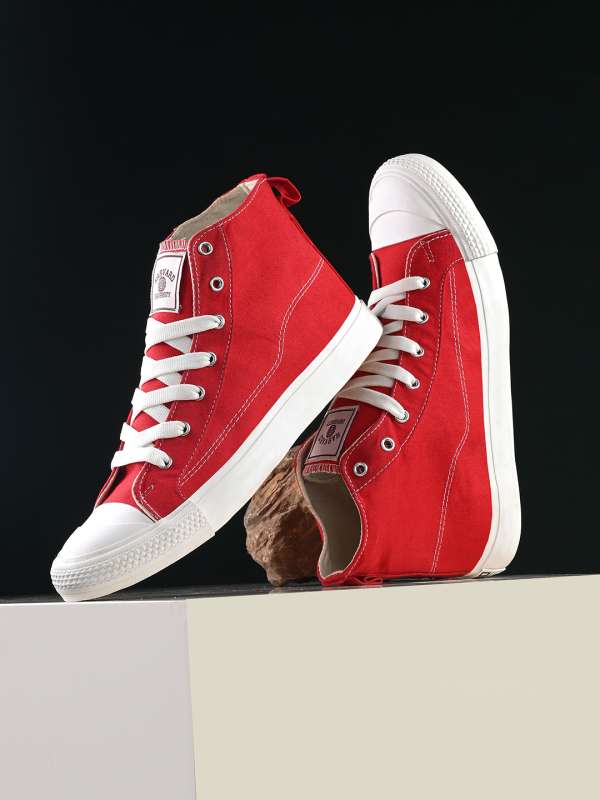 Red canvas best sale sneakers