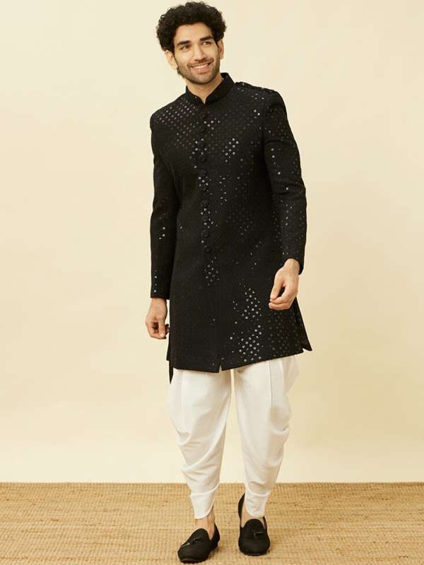 Manyavar black sherwani clearance